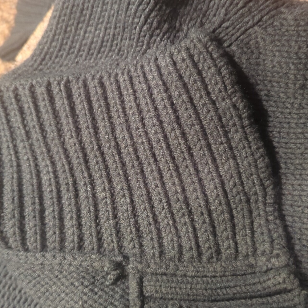 Chunky Green Cardigan Warm Cozy Spruce Green Open Front Waterfall Sweater Sz M/L - Picture 9 of 9